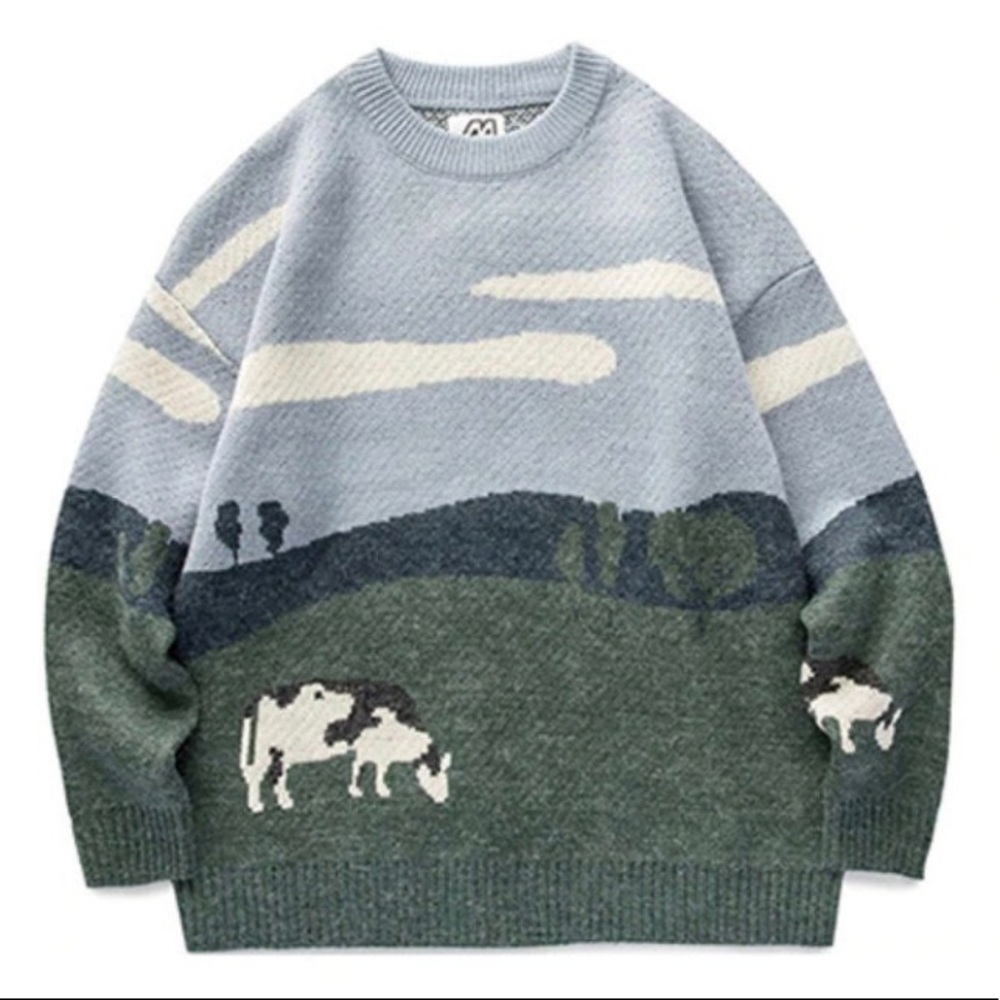 Vintage Cow Sweater | Multiple Colors | HIGH QUALITY | Size Up Recommended - Picture 1 of 1